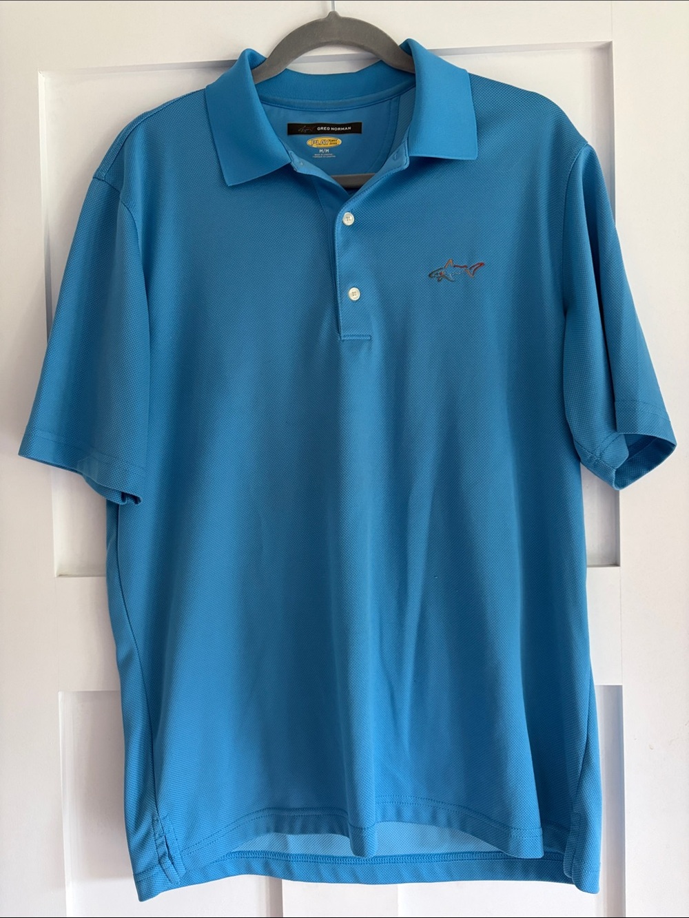Greg Norman Collection Turquoise Blue Polo with Shark Logo